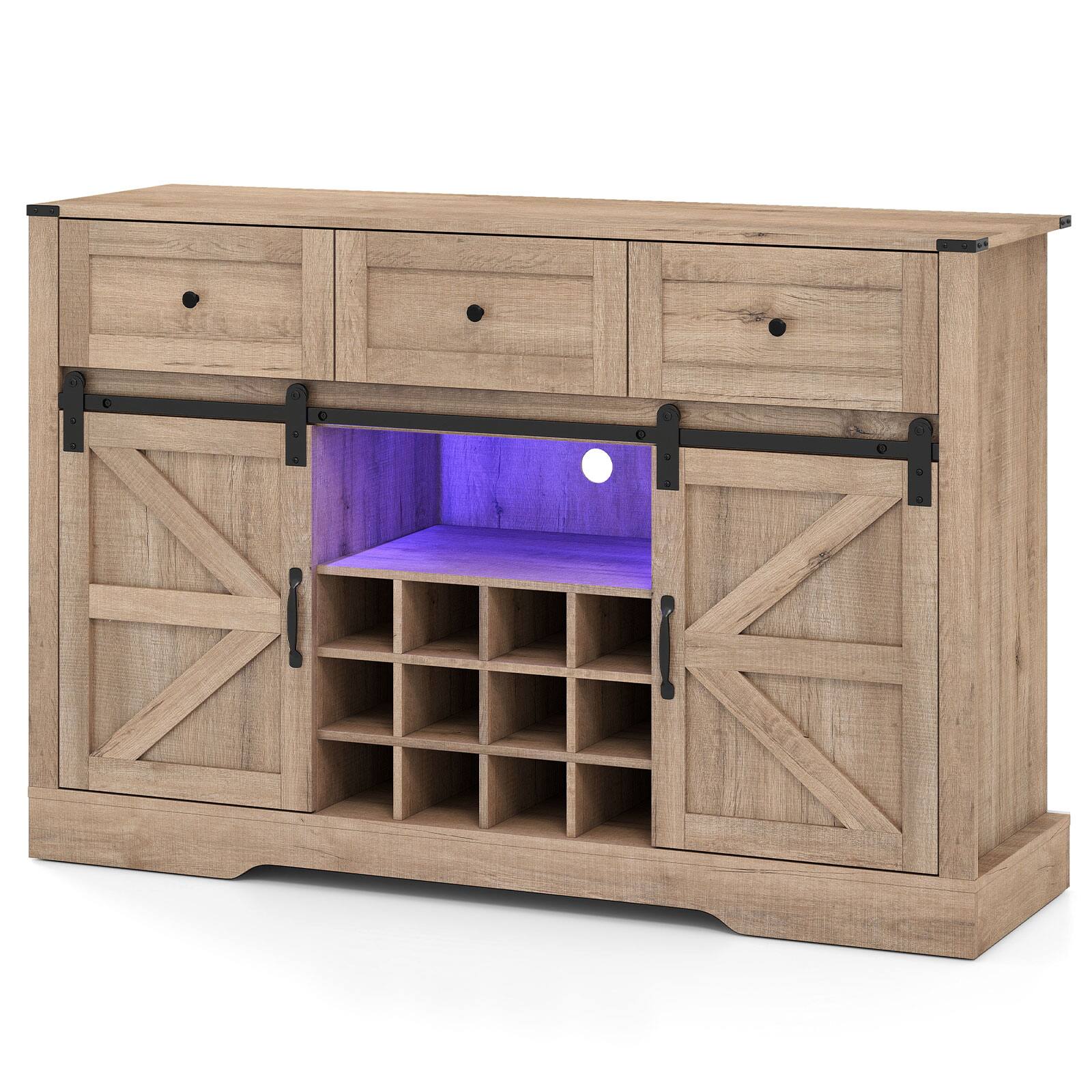 Alt View 9. Gymax - Gymax Wine Bar Cabinet w/LED Lights & Doors Coffee Station w/ Adjustable Shelves Racks Gray - Gray.