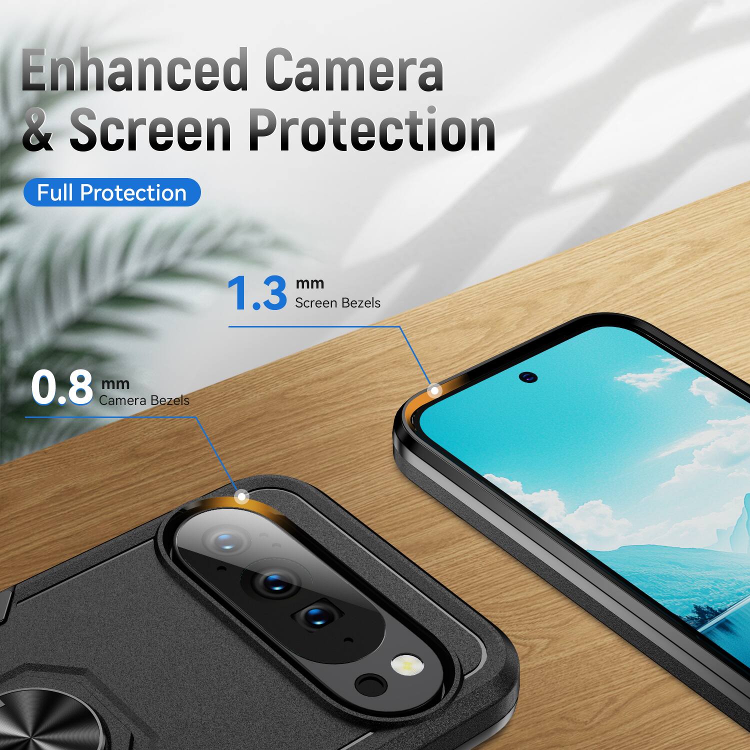 Enhanced Camera & Screen Protection  
Full Protection  
1.3 mm Screen Bezels  
0.8 mm Camera Bezels