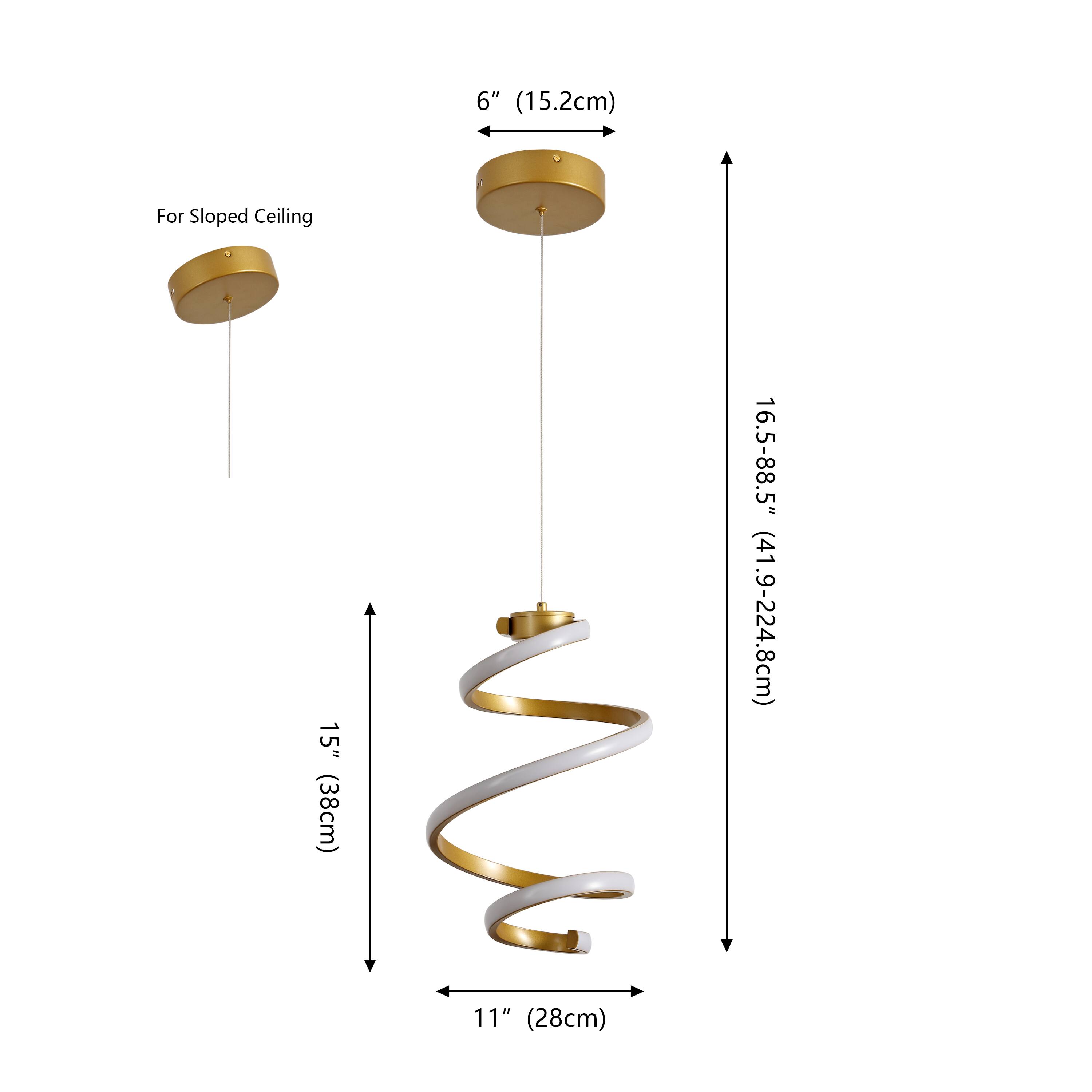 6" (15.2cm) For Sloped Ceiling  
15" (38cm)  
16.5-88.5" (41.9-224.8cm)  
11" (28cm)