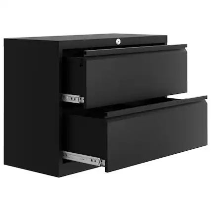 Front. Acekool - 2-Drawer File Cabinet with Lock for Home Office - Black.