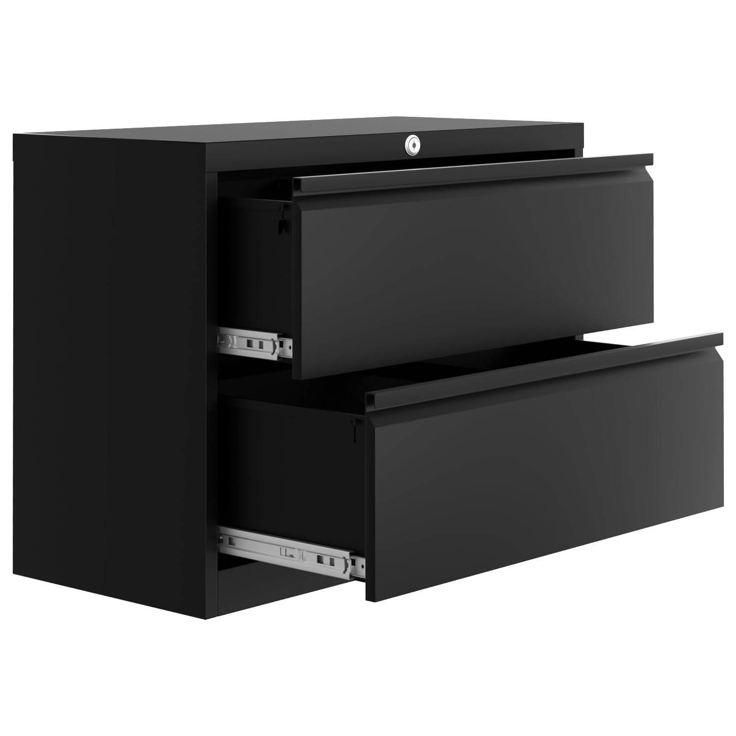 Front. Acekool - 2-Drawer File Cabinet with Lock for Home Office - Black.