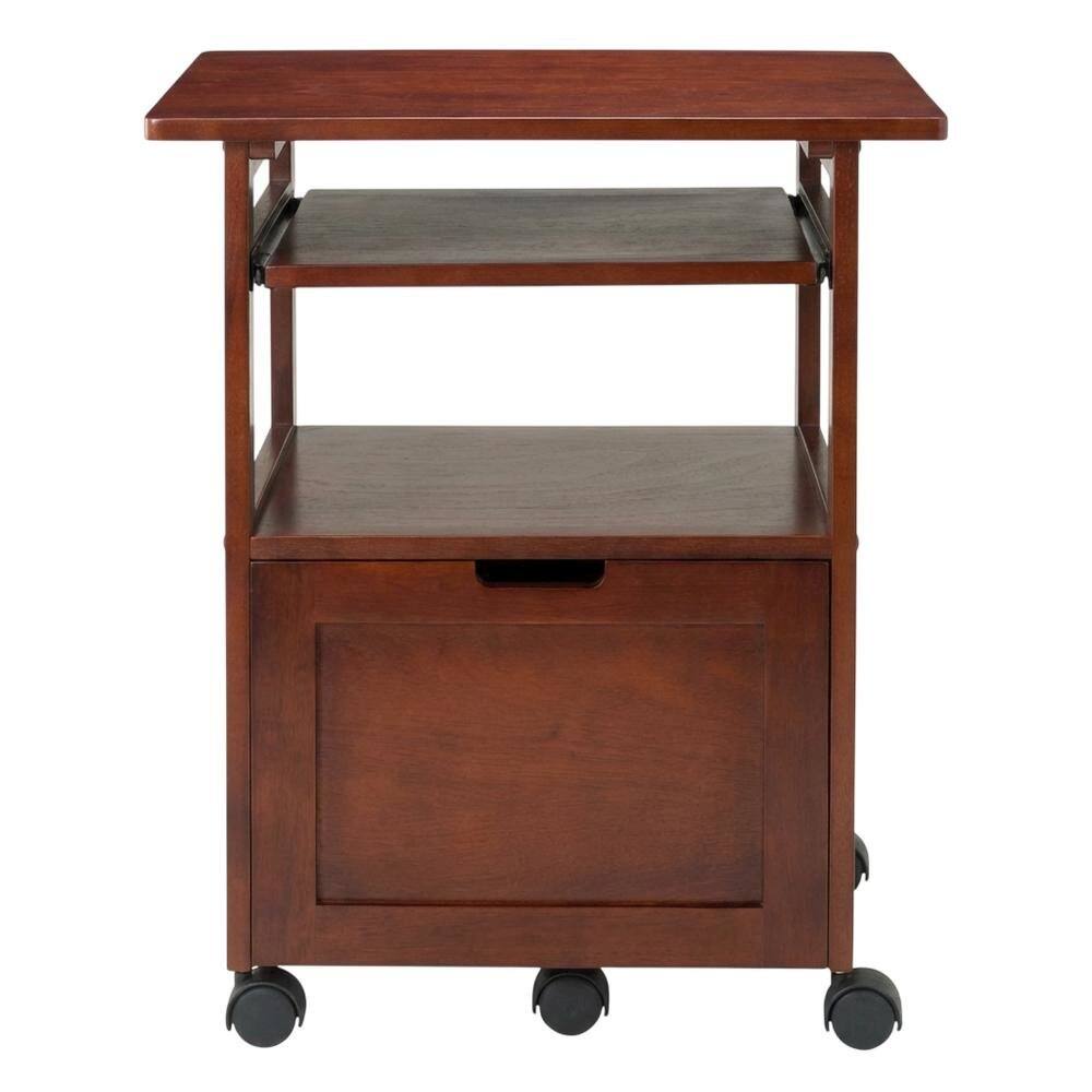 Left. BisonOffice - Walnut Work Cart with Keyboard Shelf and Transitional Style - Walnut.