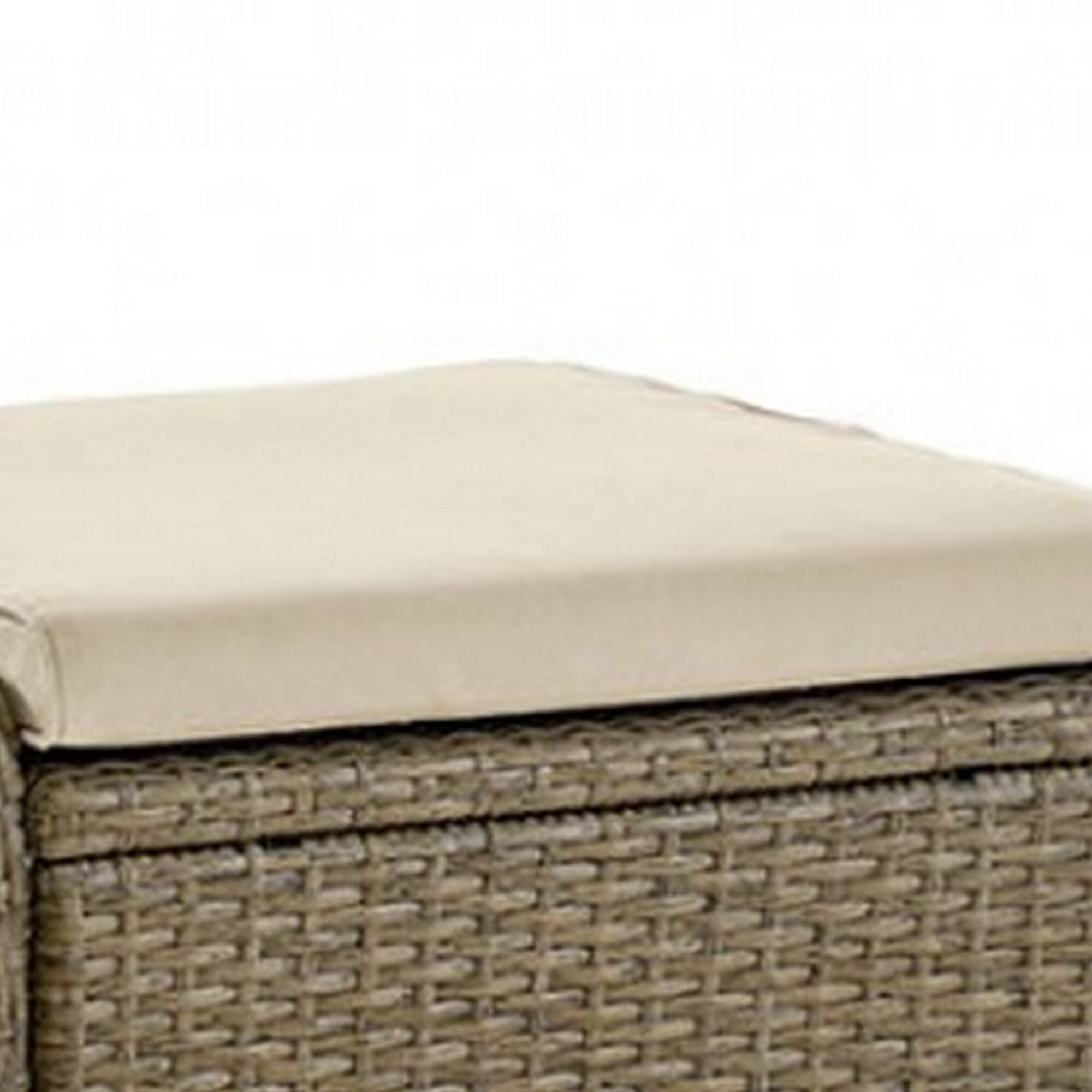 Alt View 2. Manhattan Lane - Ankia 21 Inch Outdoor Square Ottoman, Set of 2, Beige Fabric, Faux Wicker - Beige, Brown.