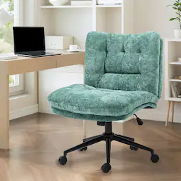 Dowinx - Criss Cross Chair with Double-Layer Wide Cushion, Fabric Swivel Office Chair Modern for Home - Green