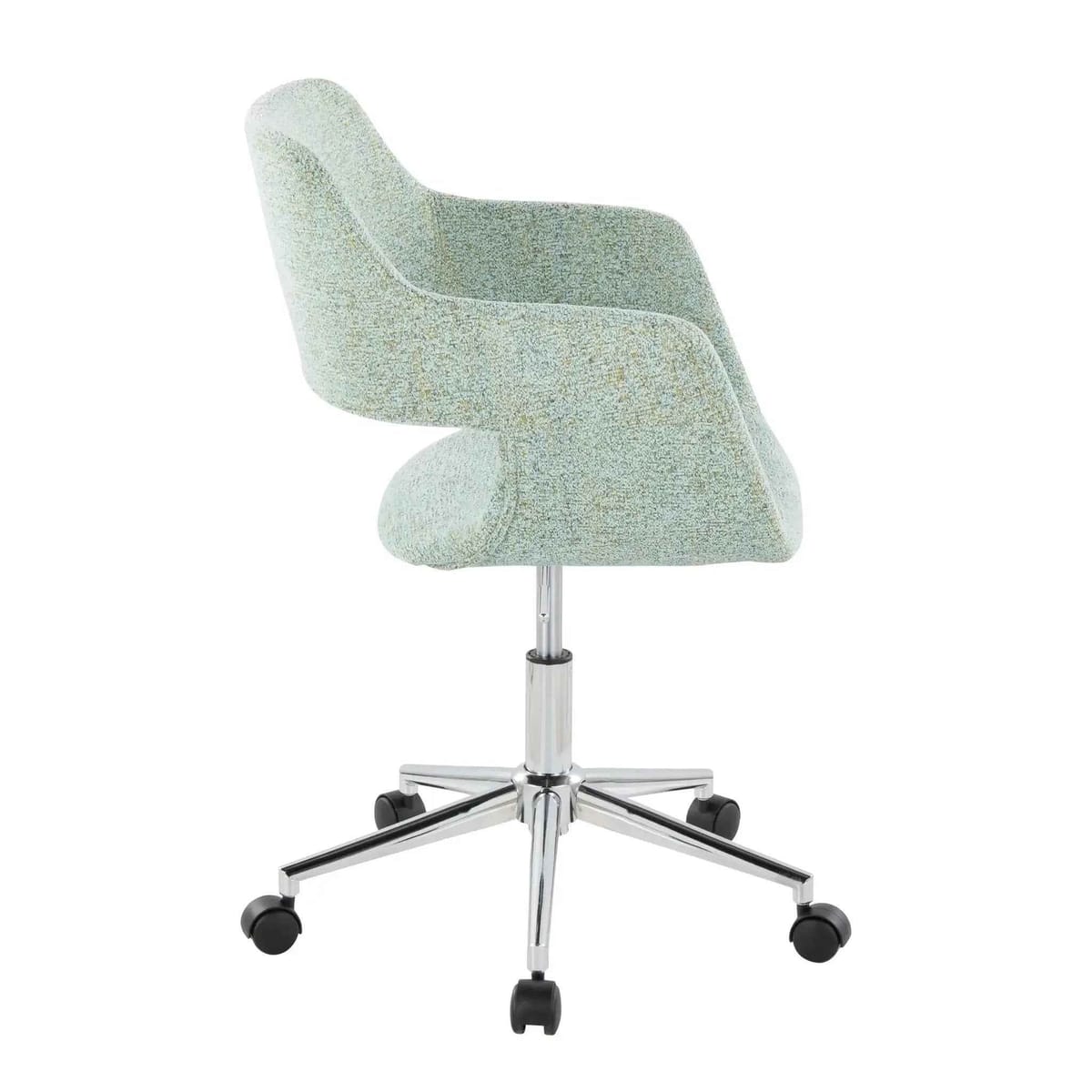 Angle. LumiSource - Margarite Contemporary Task Chair In Chrome Metal Green - Green.