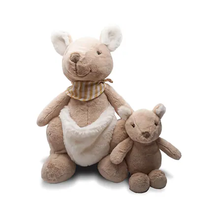 Front. TriAction Toys - Snooze Monsters Interactive Bedtime Plush Set | Kangaroo With Baby - Beige.