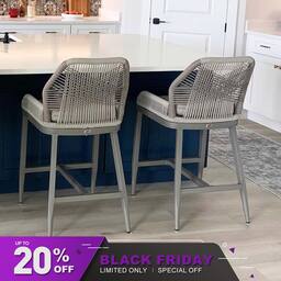 Light Grey-twill-Counter Stool