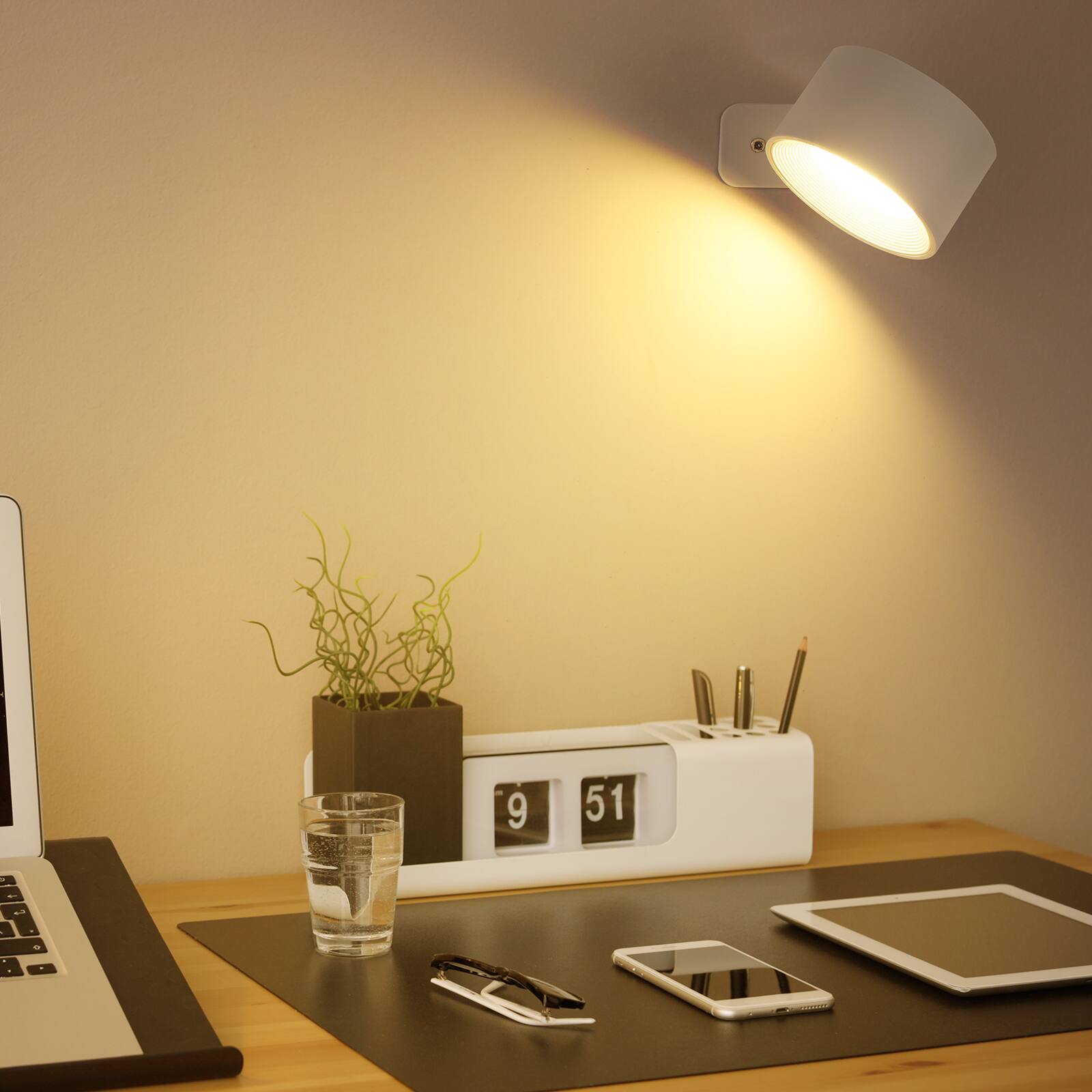 Alt View 4. Oumilen - 2 Pack Rechargeable Magnetic LED Wall Sconce – White Remote Control RGB Wall Light.
