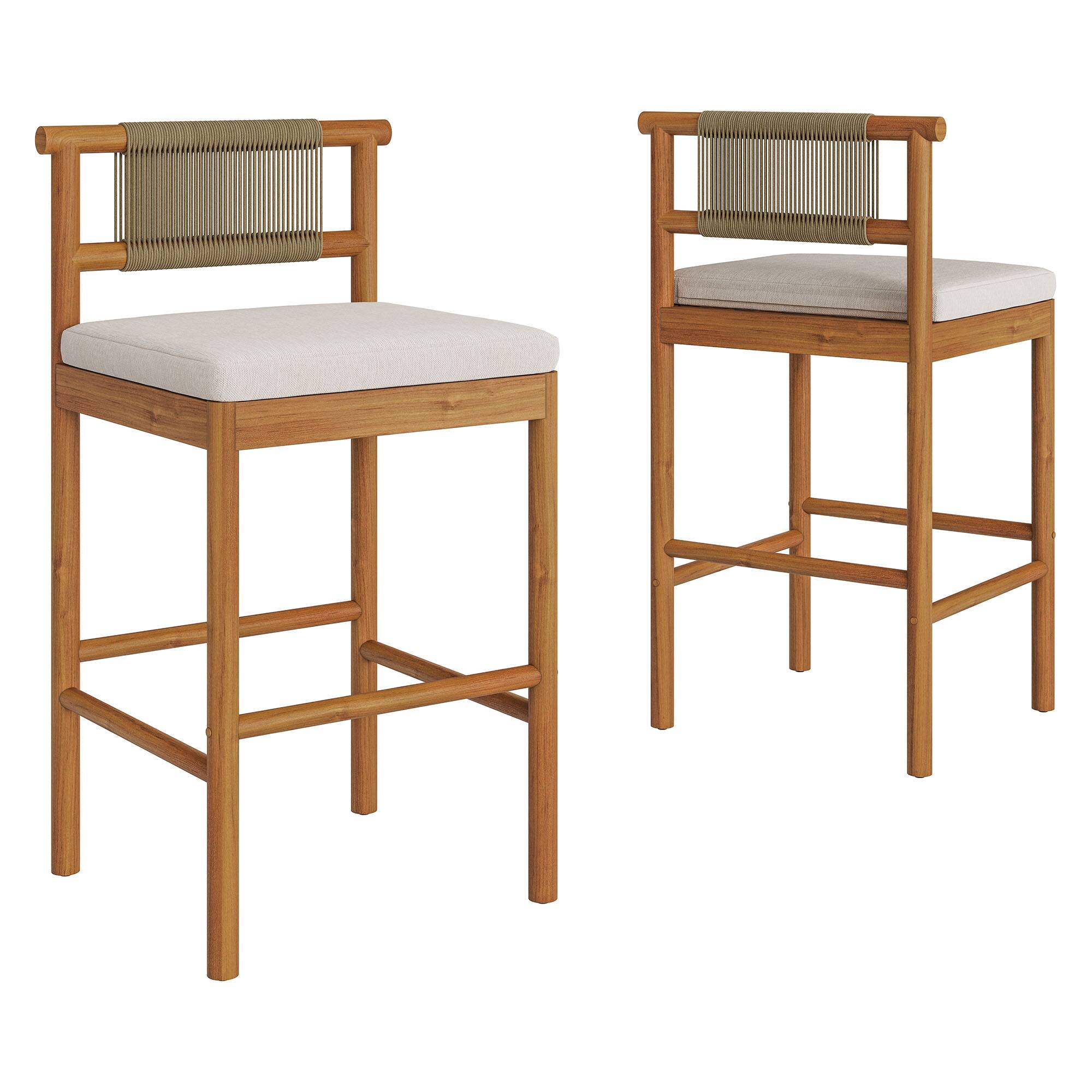 Angle. Modway - Eleni Outdoor Teak Wood Bar Stools Set of 2 by Modway - Natural Sail.