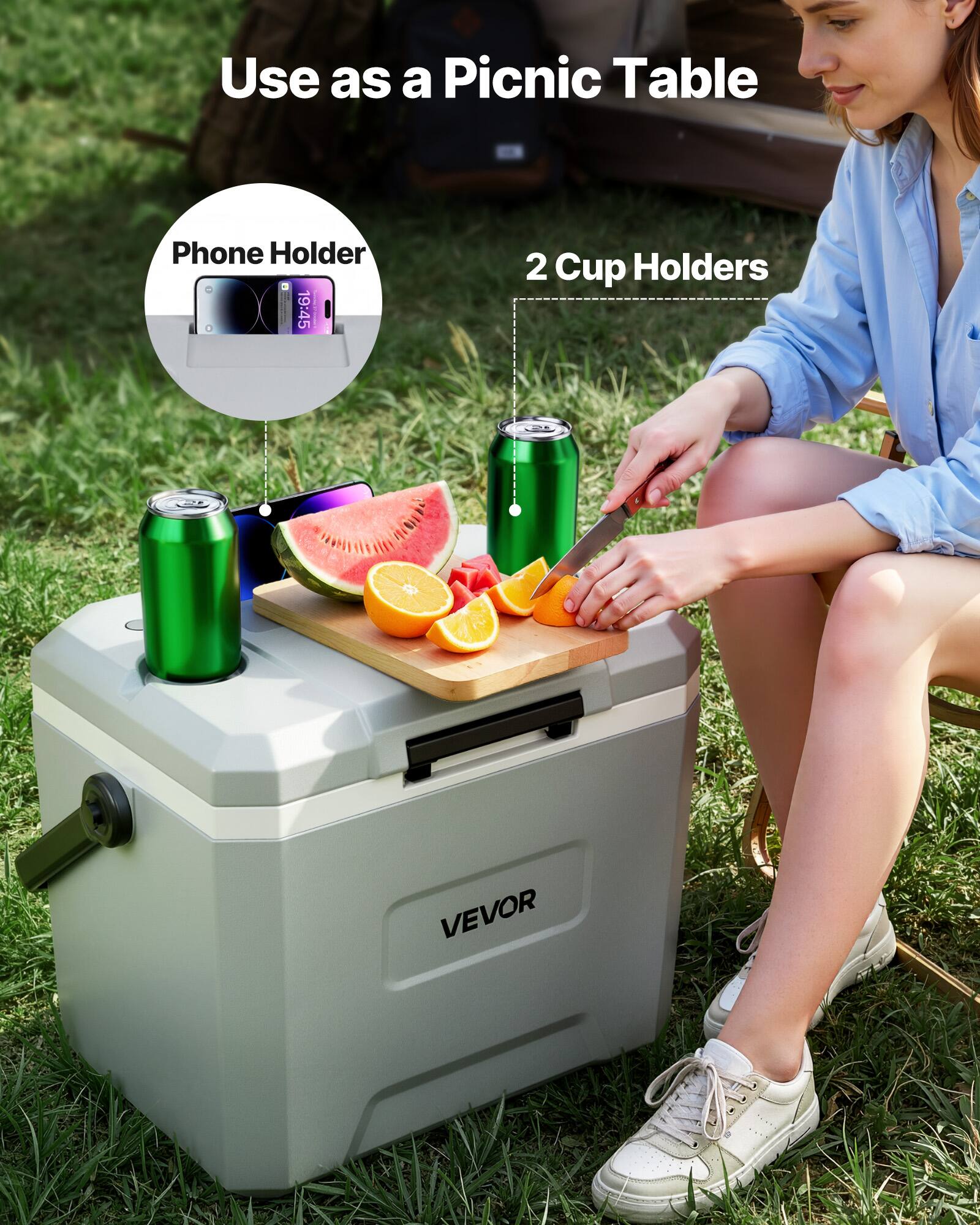 Use as a Picnic Table

Phone Holder

2 Cup Holders

VEVOR