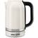 The image features a white KitchenAid thermos with a black handle. The thermos has a timer on the front, which indicates the temperature inside the container. The timer displays the temperature in increments of 5 degrees, ranging from 50 to 100 degrees Celsius.