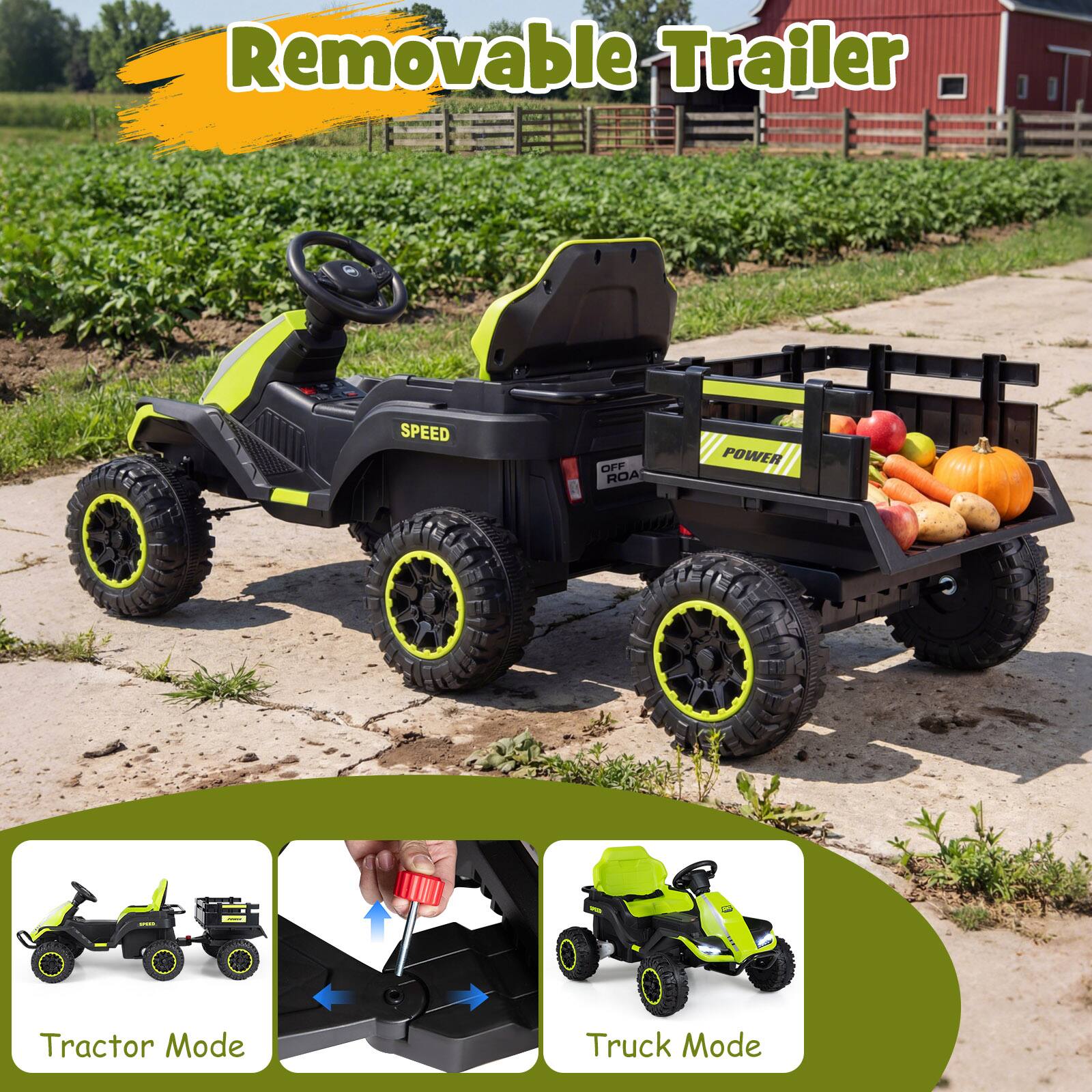 Removable Trailer

SPEED OFF ROA POWER

Tractor Mode

Truck Mode