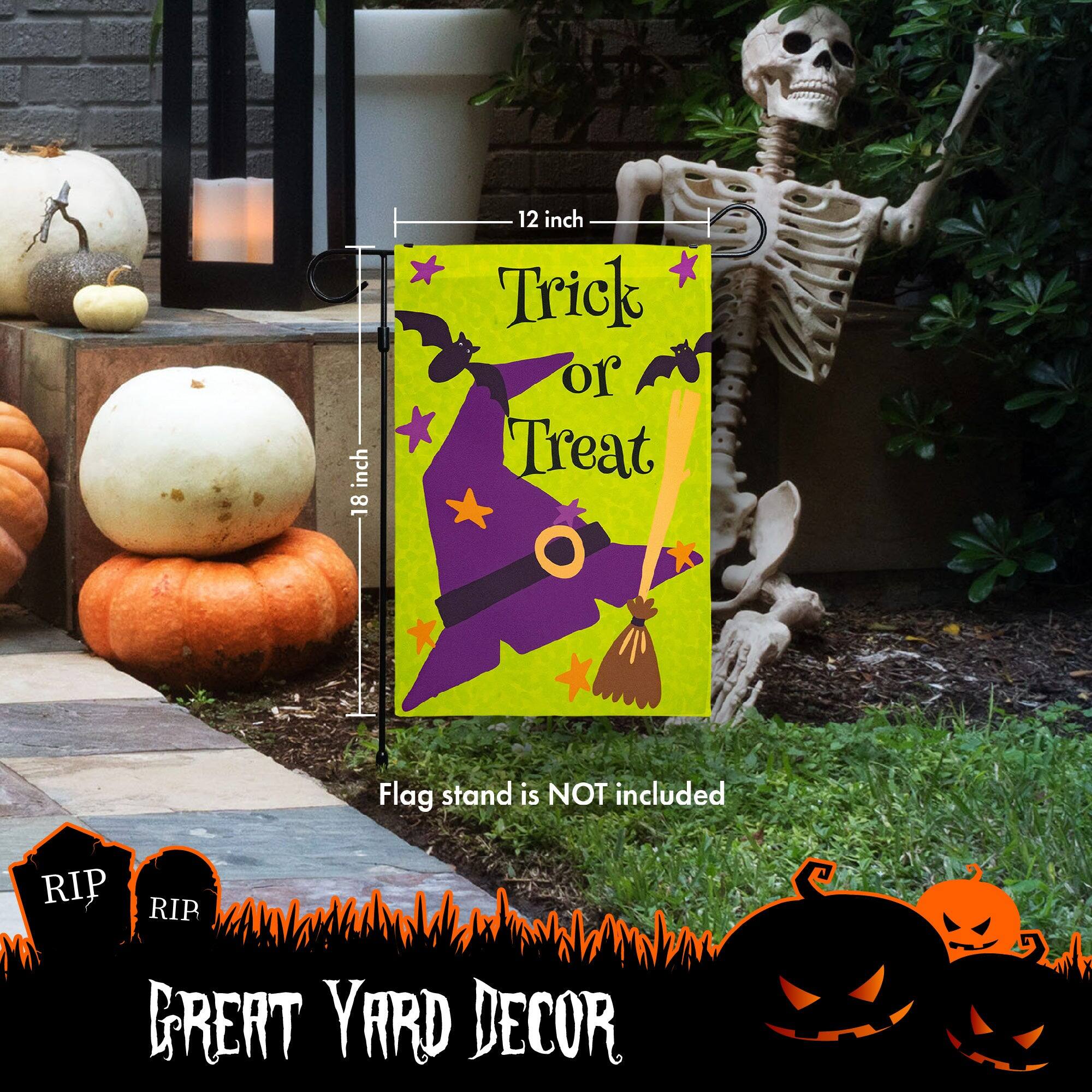 18 inch 12 inch Trick or Treat Flag stand is NOT included RIP RIR GREAT YARD DECOR
