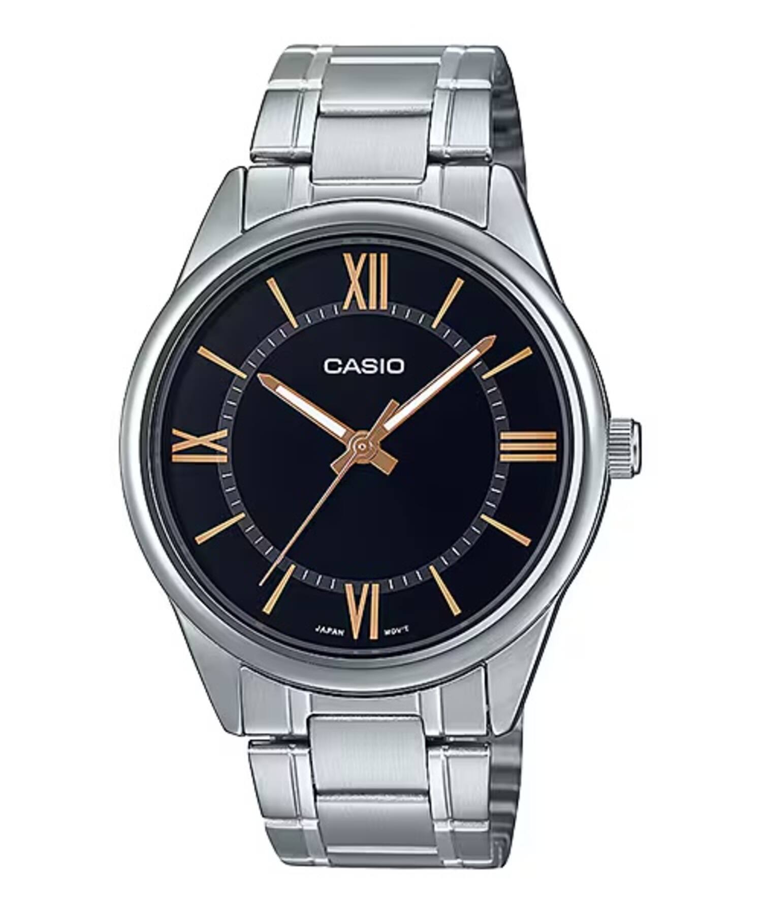 Casio - Men’s Stainless Steel Watch with Black Dial - MTP-V005D-1B5UDF - Silver