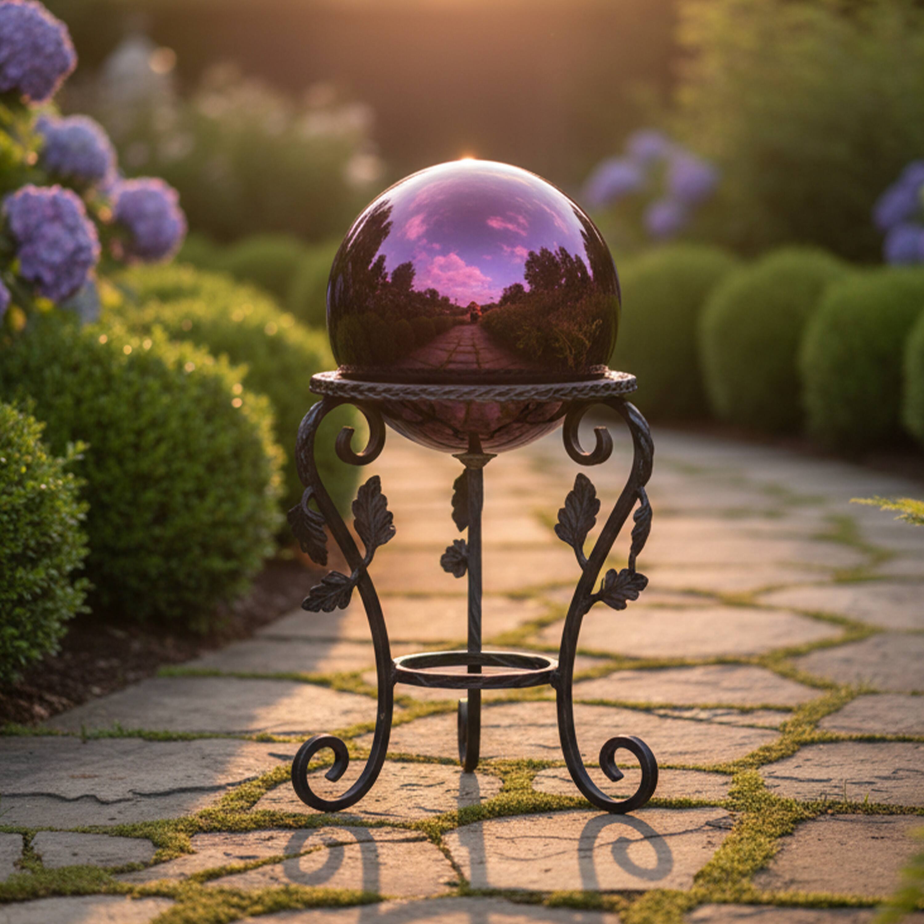 Alt View 6. Sunnydaze - Mirrored Surface Gazing Ball Globe - 10 in - Merlot.
