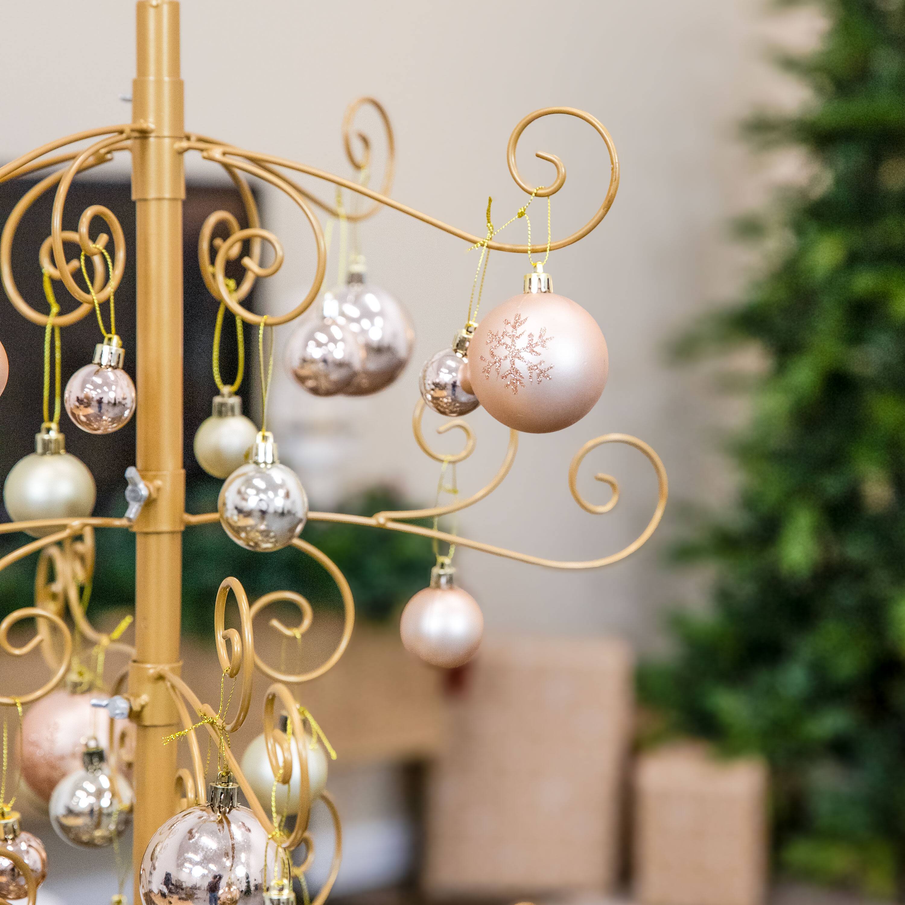 Alt View 9. Sunnydaze - Noelle Indoor Metal Christmas Ornament Tree - 5 ft - Gold.