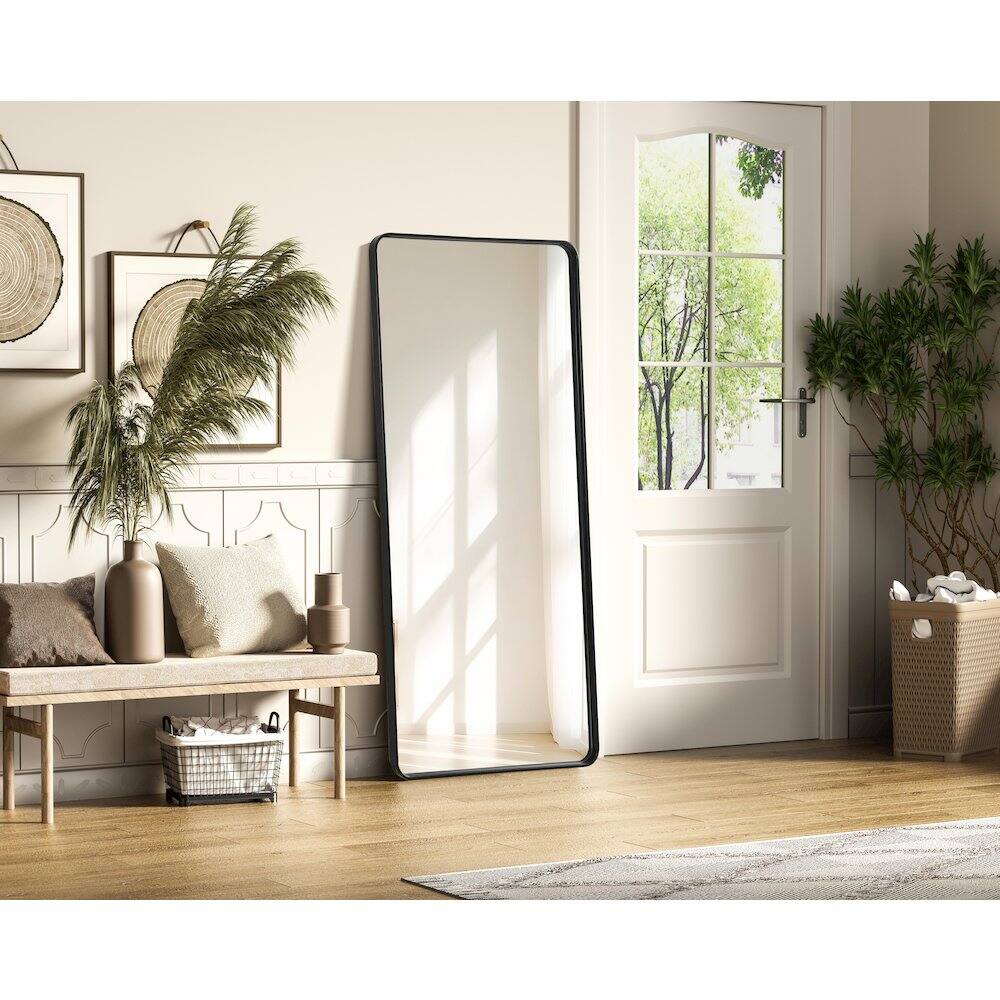 Alt View 6. Elegant Decor - Contour Metal Rectangle Mirror 32x72 in Black - Black.