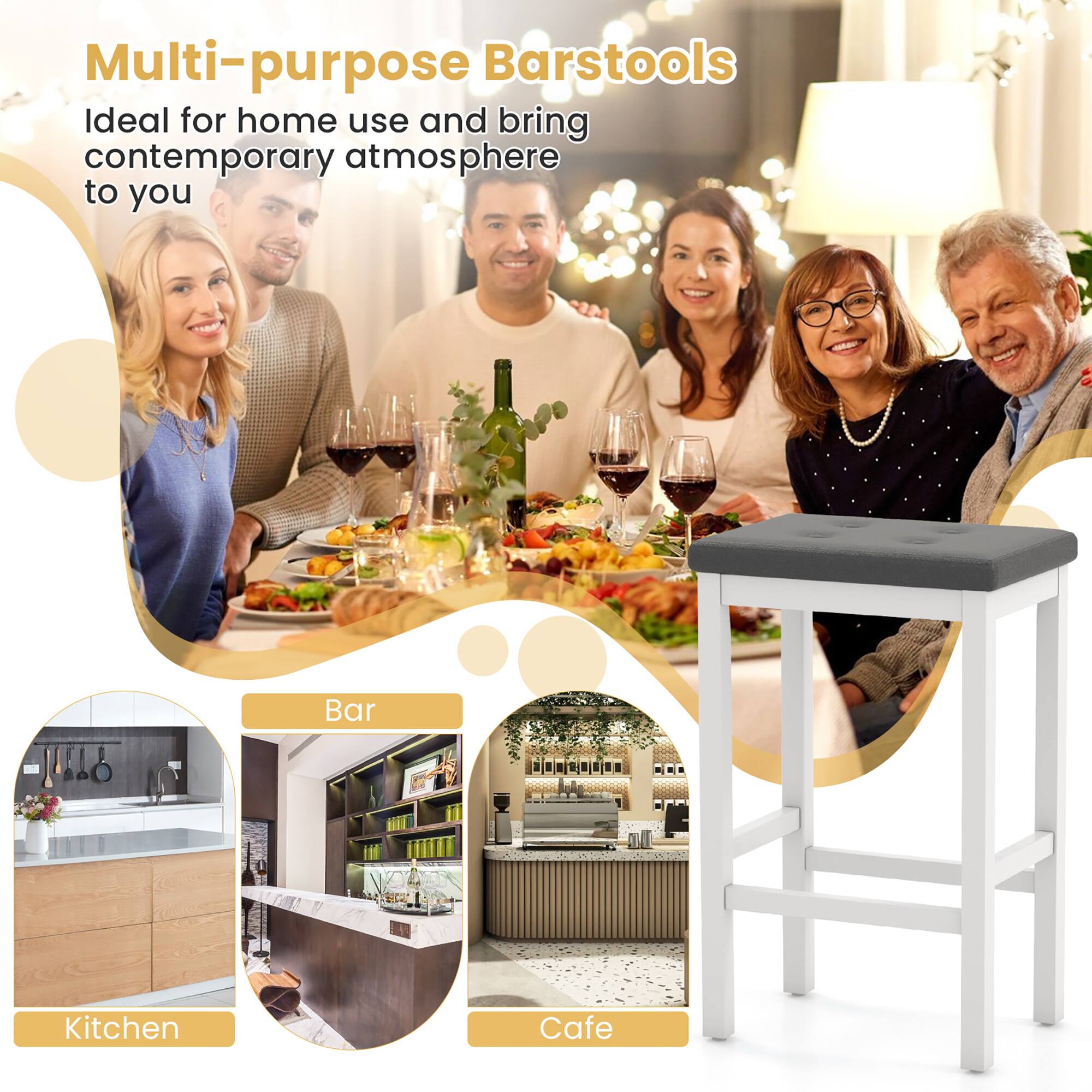 Multi-purpose Barstools Ideal for home use and bring contemporary atmosphere to you

Bar
Kitchen
Cafe