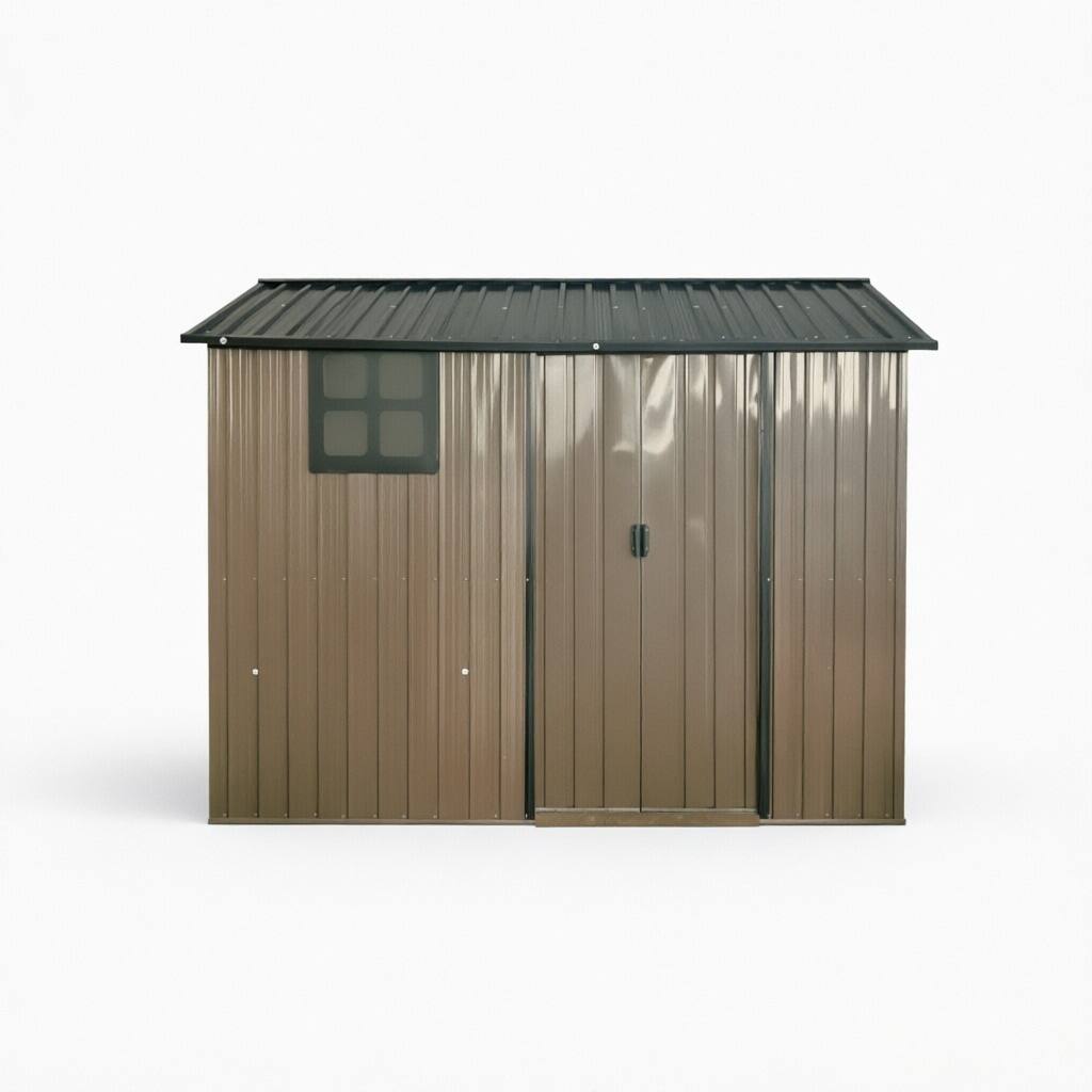 Alt View 7. Loheer - Loheer 8x6 Metal Storage Shed Galvanized Steel Weatherproof Utility Shed with Sliding Door Window Brown Black.