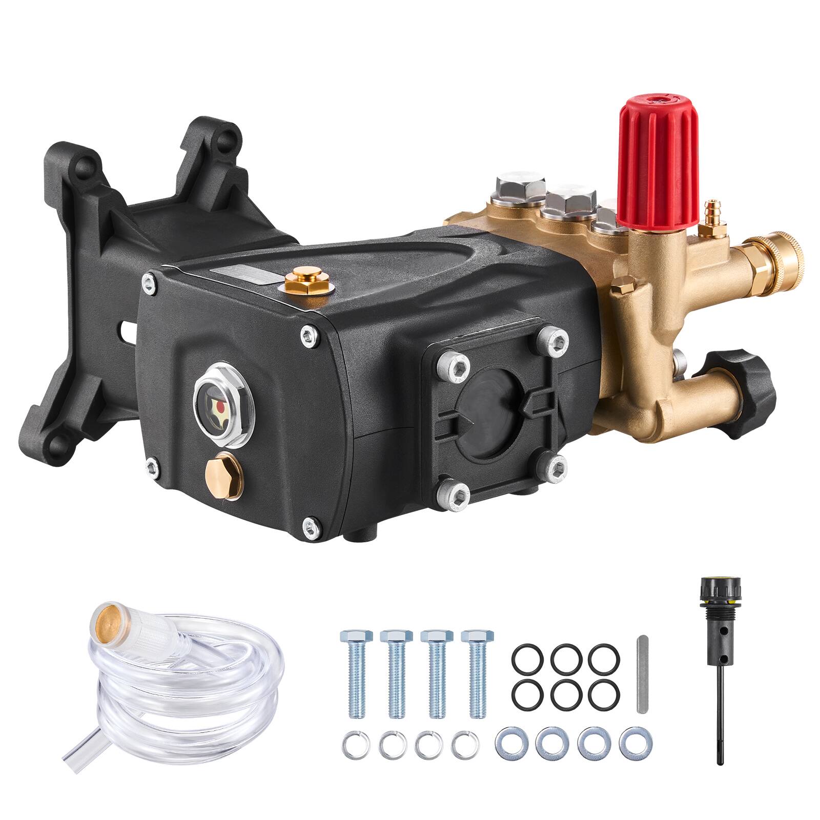 Alt View 5. VEVOR - Pressure Washer Pump, 1" Shaft Horizontal Triplex Plunger, 4000 PSI, 4.0GPM, Replacement Power Washer Pumps Kit - Black.