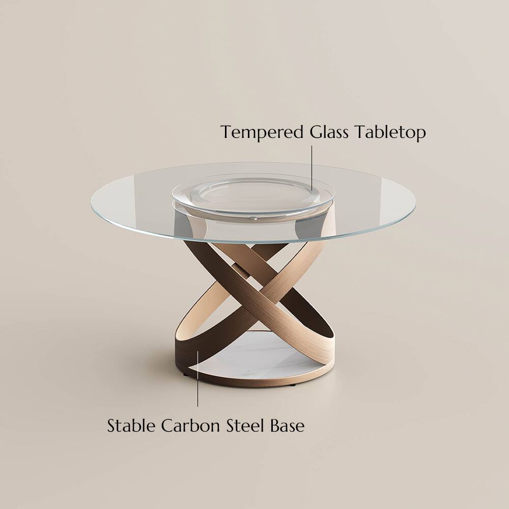 Tempered Glass Tabletop  
Stable Carbon Steel Base