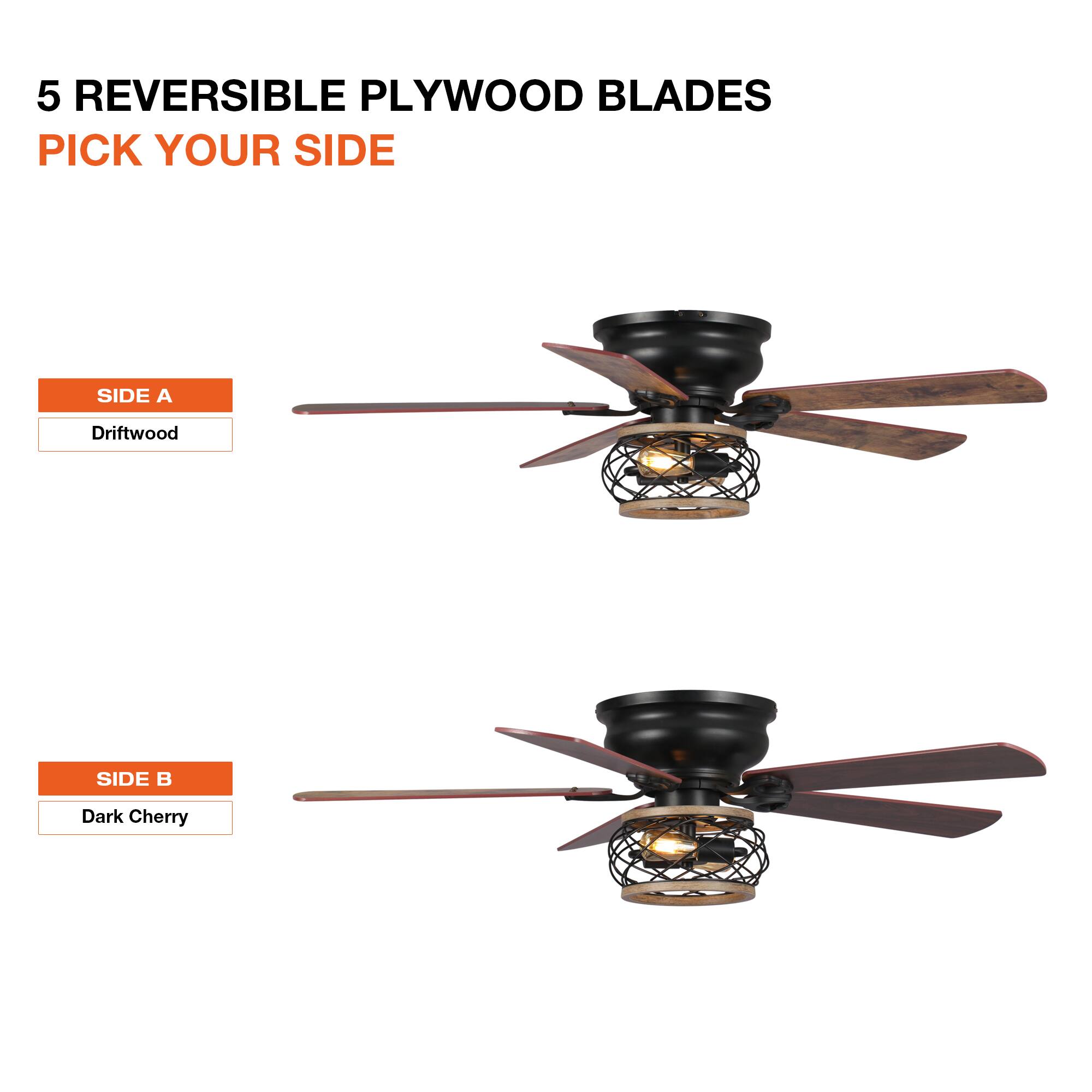 5 REVERSIBLE PLYWOOD BLADES  
PICK YOUR SIDE  

SIDE A  
Driftwood  

SIDE B  
Dark Cherry
