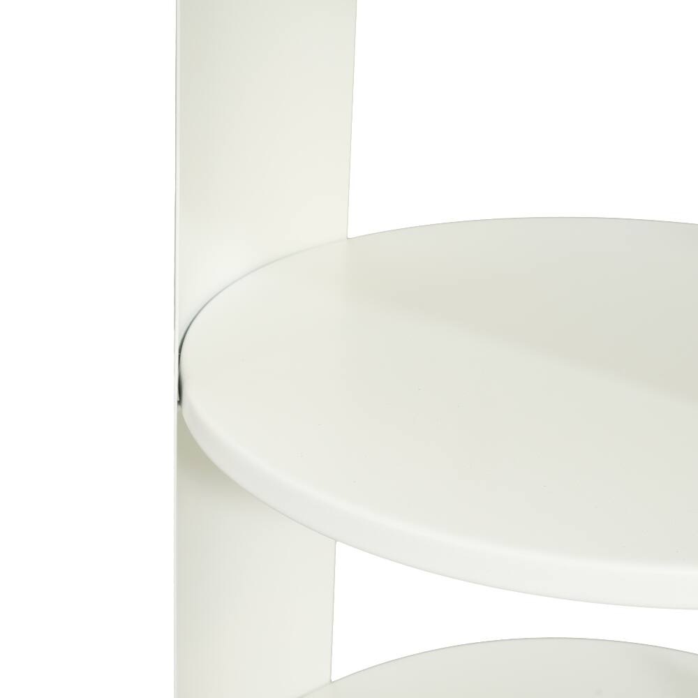 Alt View 10. Loheer - Loheer Round Metal Side Table 3-Tier Sliding Door End Table Matte White - White.
