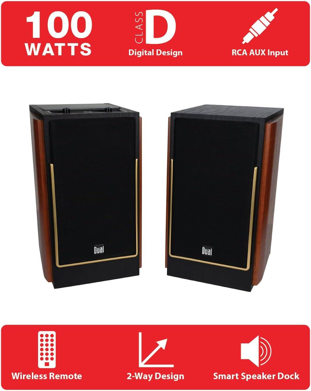100 WATTS  
CLASS D Digital Design  
RCA AUX Input  
Dual  
Wireless Remote  
2-Way Design  
Smart Speaker Dock
