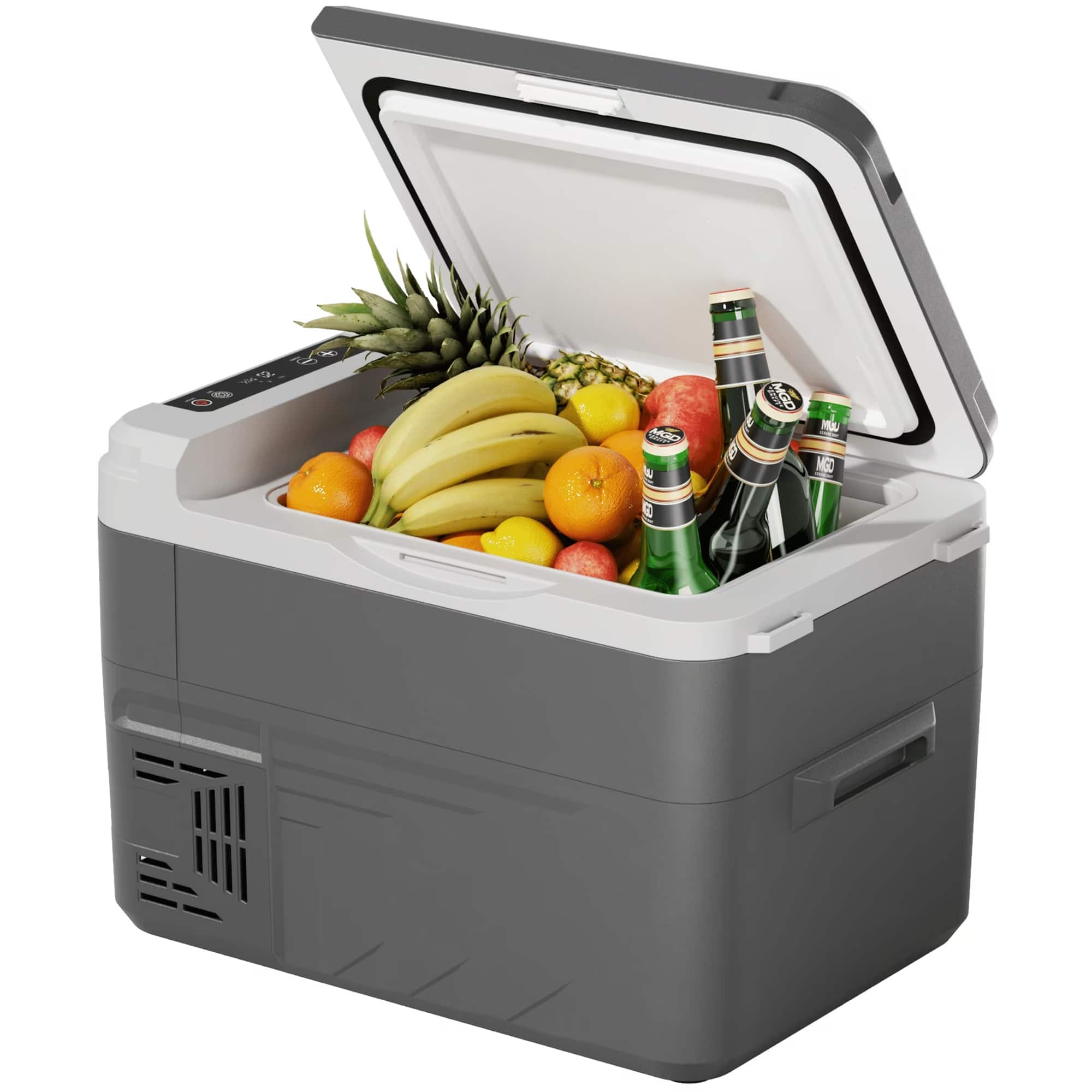 SIMZLIFE - 16QT (15L) 12V Car Refrigerator - APP Control, -4℉~68℉, Portable Freezer Ideal for RV Camping, Travel - Gray