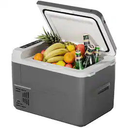 SIMZLIFE - 16QT (15L) 12V Car Refrigerator - APP Control, -4℉~68℉, Portable Freezer Ideal for RV Camping, Travel - Gray