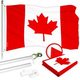 G128 - 6 ft Tangle-Free Spinning Aluminum Flagpole with 3x6 Embroidered Canada Flag - Assorted Colors
