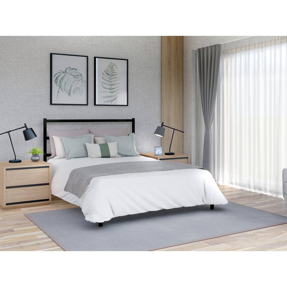 Alt View 3. East West Furniture - Fulton Queen Platform Bed with 5 Metal Legs - Magnificent Bed in Powder Coating Black Color - Black.