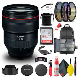 Canon - RF 28-70mm f/2L USM Lens (2965C002) + BackPack + 64GB Card + More (International Version)