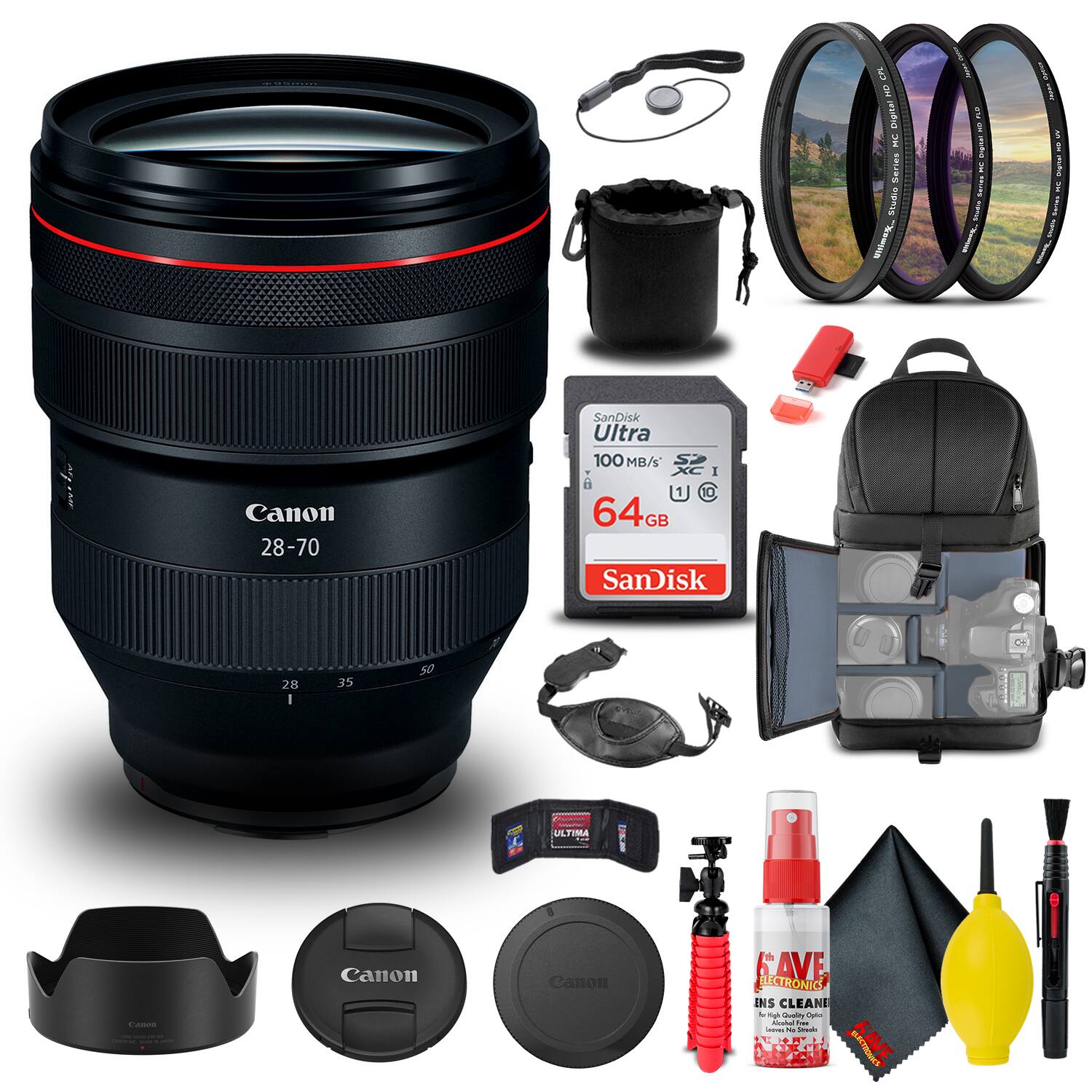 Canon - RF 28-70mm f/2L USM Lens (2965C002) + BackPack + 64GB Card + More (International Version)
