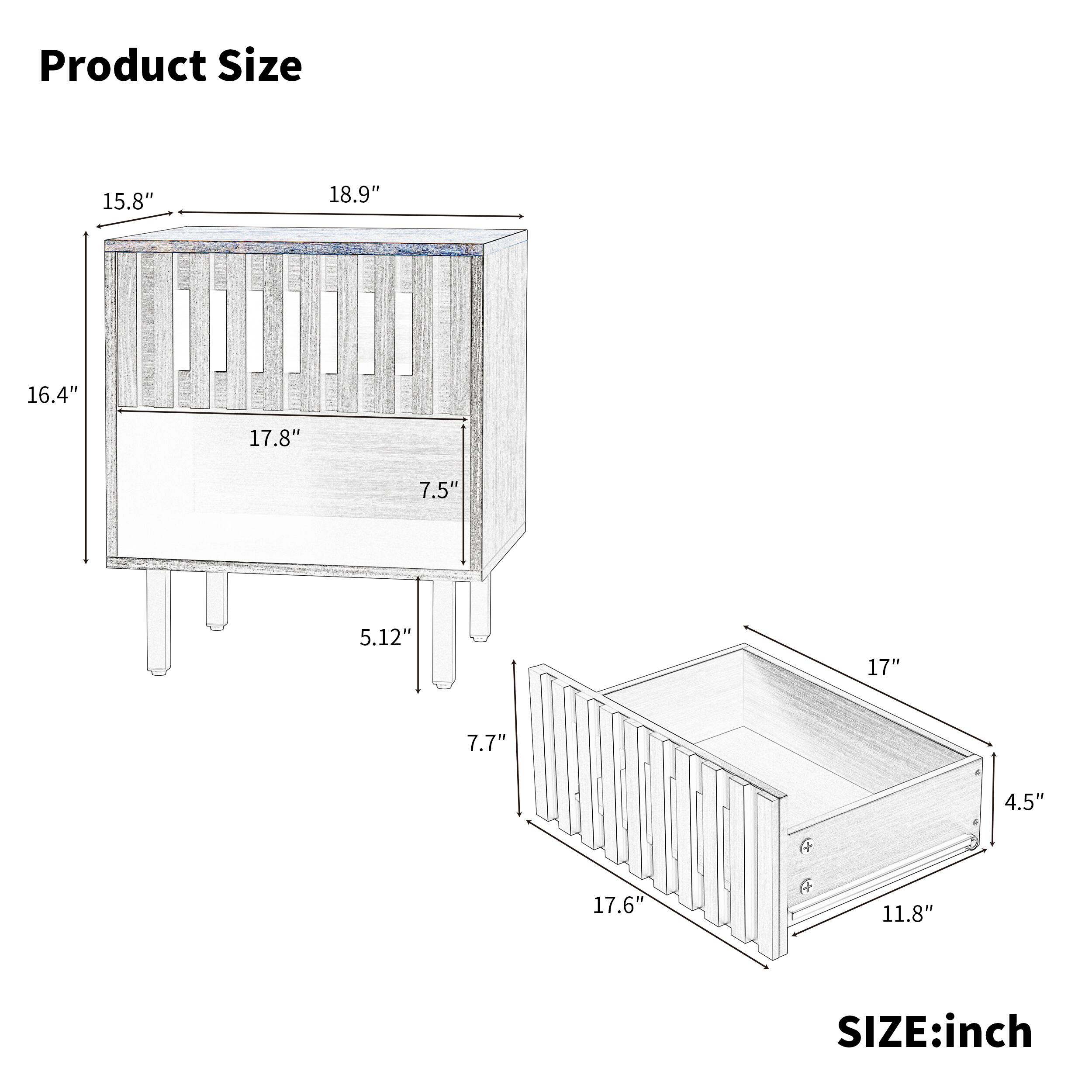 Product Size: 15.8", 18.9", 16.4", 17.8", 7.5", 5.12", 17", 7.7", 4.5", 17.6", 11.8" SIZE: inch