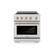 Front. ZLINE - 30 in. Wide 4 Elements Autograph 4.2 cu. ft. Paramount Freestanding Induction Range with Electric Oven w/ Bronze Accents - Stainless Steel.