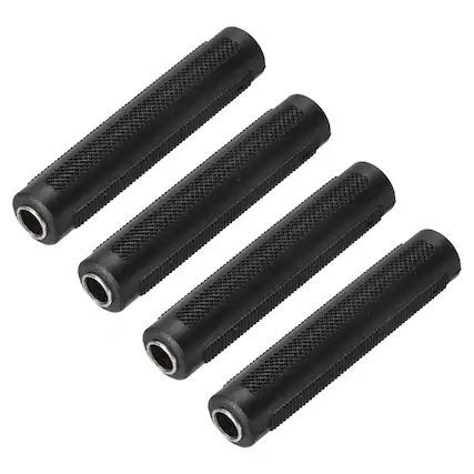 Front. Unique Bargains - 4pcs 6.35mm F to 6.35mm F Coupler Zn Alloy Ni Plated Stereo TRS for Audio/HP/Spkr/Player/Video Rcvr/Sound, Black - Black.
