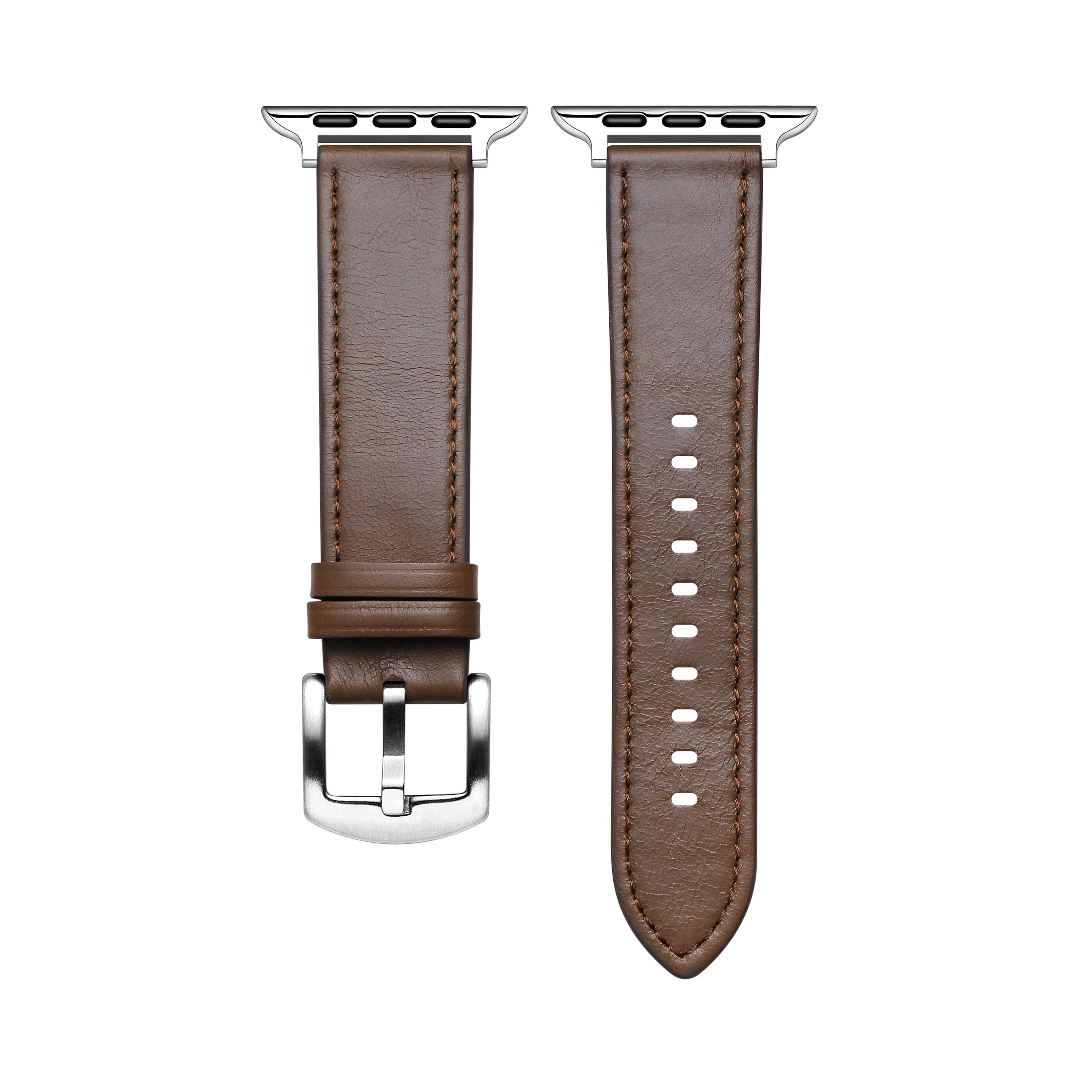 Left. Posh Tech - Drake Leather Band for Apple Watch - Chocolate.