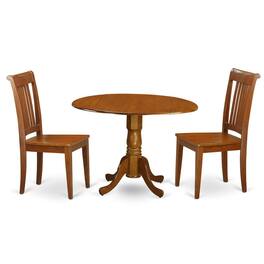 East West Furniture - 3 Pc-round Kitchen Table-plus 2 Kitchen Chairs - Saddle Brown