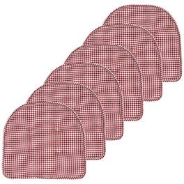 Sweet Home Collection - Houndstooth Stitch U Shaped Memory Foam 17" x 16" Chair Cushions, 6-Pack - Red