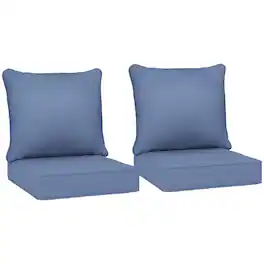 Outsunny - Chair Cushions Set of 2 with Seat & Backrest - Blue