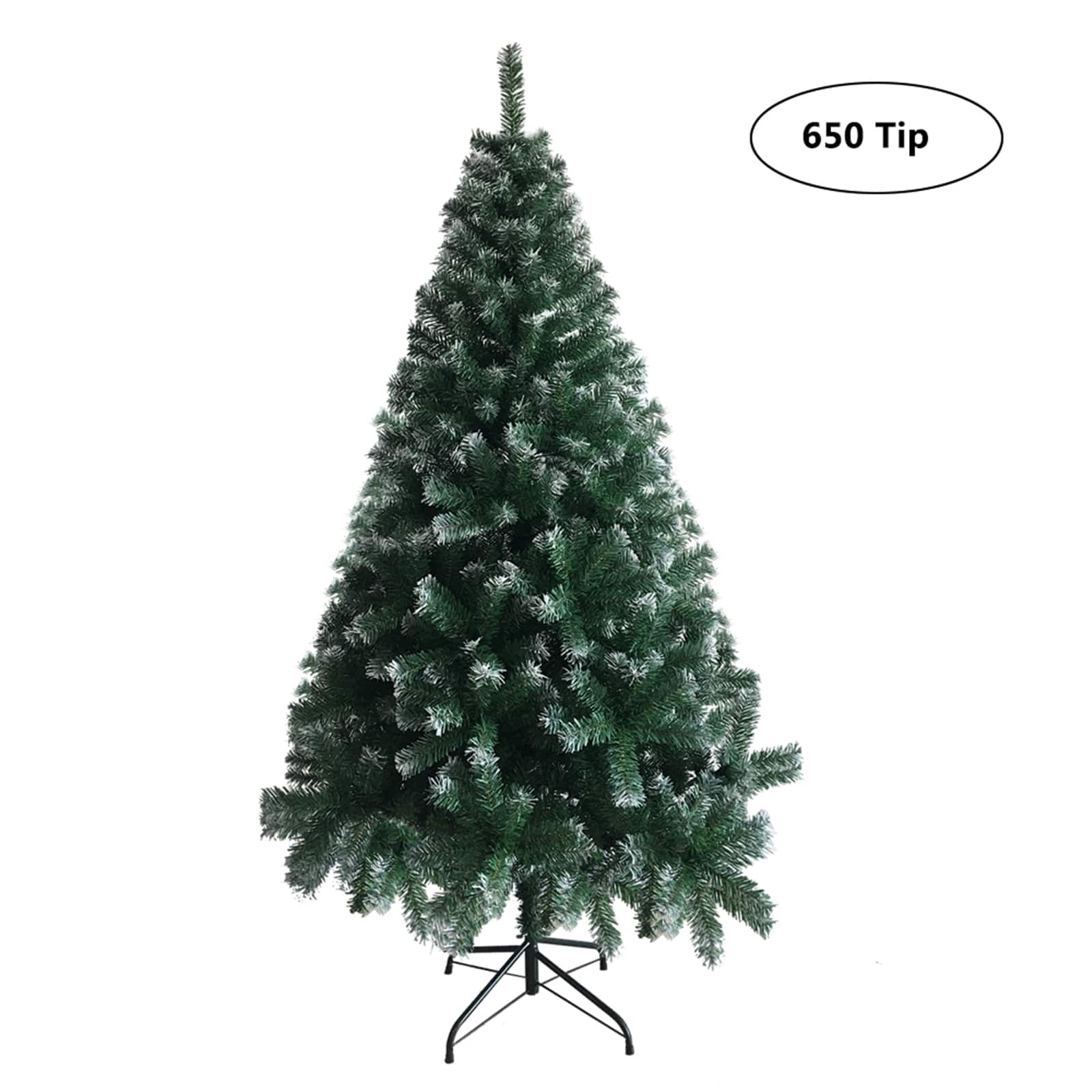 VAVSEA - 6 ft White & Artificial Christmas Tree, 650 Tips Unlit Xmas Tree with Iron Stand for Indoor Holiday Decor - Green