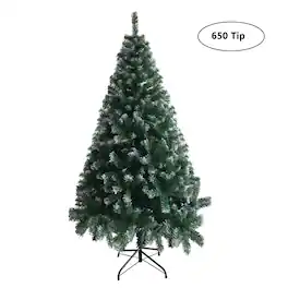 VAVSEA - 6 ft White & Artificial Christmas Tree, 650 Tips Unlit Xmas Tree with Iron Stand for Indoor Holiday Decor - Green