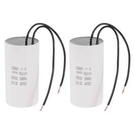 Unique Bargains - 2pcs 80uF CBB60 Running Capacitor, AC 450V 2 Wires 50/60Hz for Refrigerators, Washing Machines, Water Pumps - White