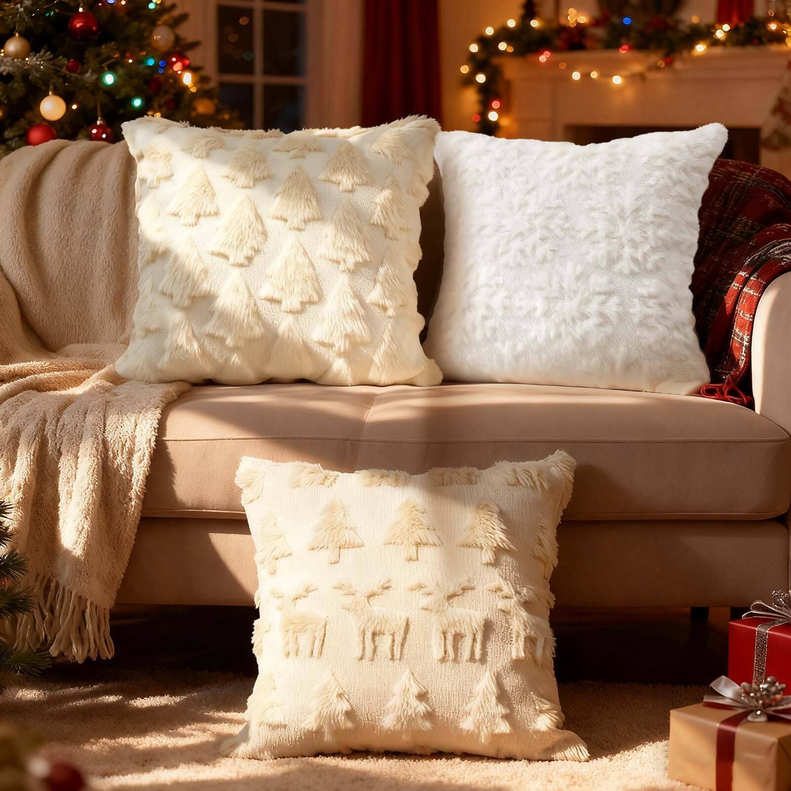 Alt View 4. Stylel Star - ONFAON Christmas Decorations -Christmas Pillow Covers 18 x 18 Inches Set of 2,Soft Plush Faux Fur Wool Beige Xmas Tre... - Fall15.
