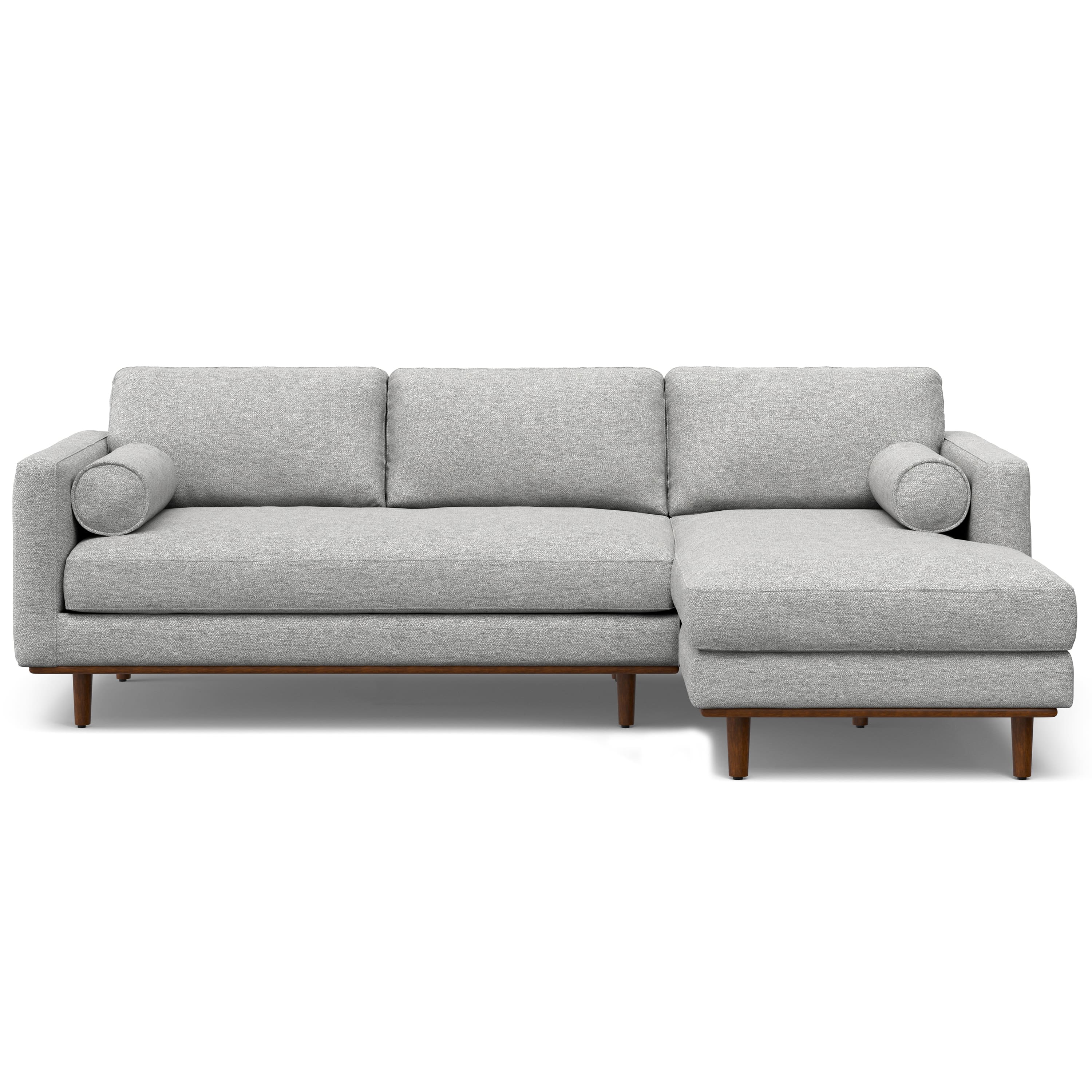 Simpli Home - Morrison Mid Century Right Sectional 102 inch Wide Sofa Sectional in Mist Grey Tightly Woven Performance Fabric - Mist Grey