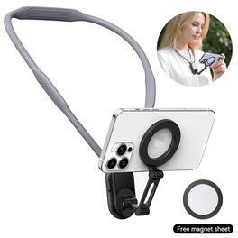Dteck - Magnetic Neck Mount for Phones Hands Free Wearable POV Vlog Smartphone Video Recording Holder - Gray