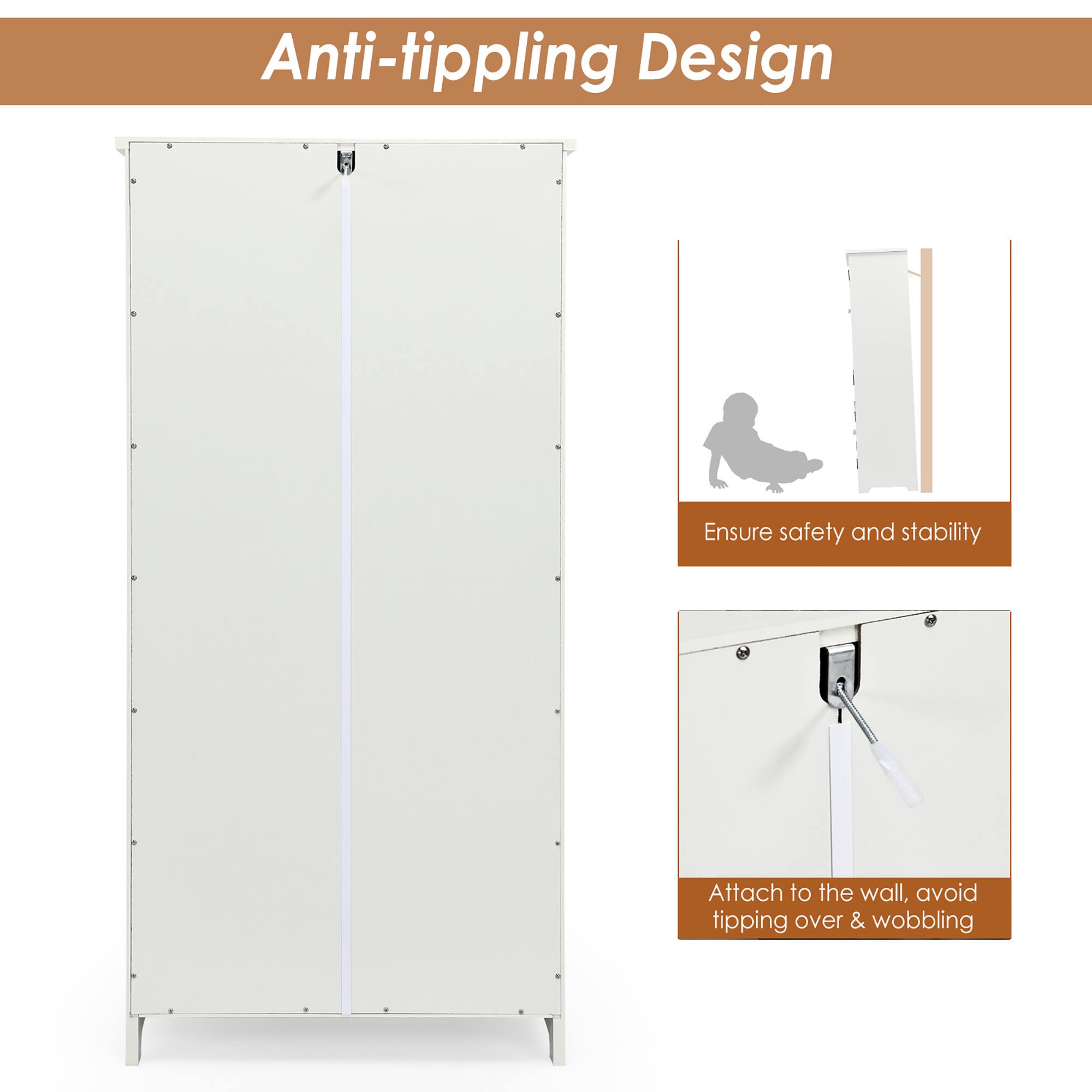Anti-tipping Design

Ensure safety and stability

Attach to the wall, avoid tipping over & wobbling