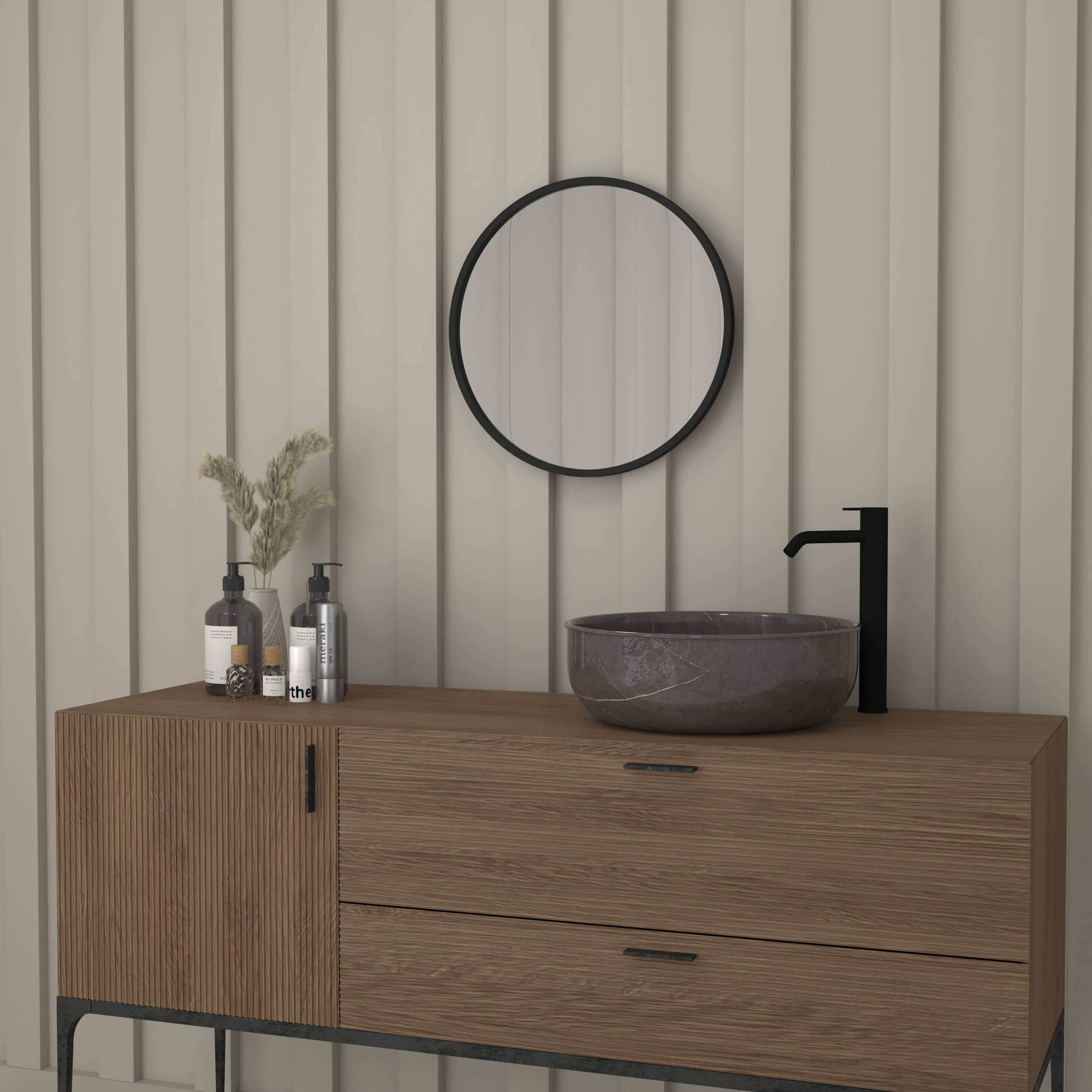 Alt View 3. Emma + Oliver - Mersin Wall Mounted Mirror with Iron Frame, Silver Backing and Shatterproof Glass for Entryways, Bathrooms and More - Black.