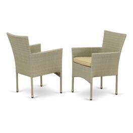 East West Furniture - Wicker Patio Chair Natural Linen - Brown